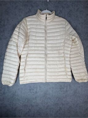 Moncler Women’s Down Puffer Jacket Size 5 XL Cream Zip Coat